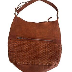 VILENCA Holland Woven Genuine Brown Leather Detail HOBO-SHOULDER Bag-Distressed